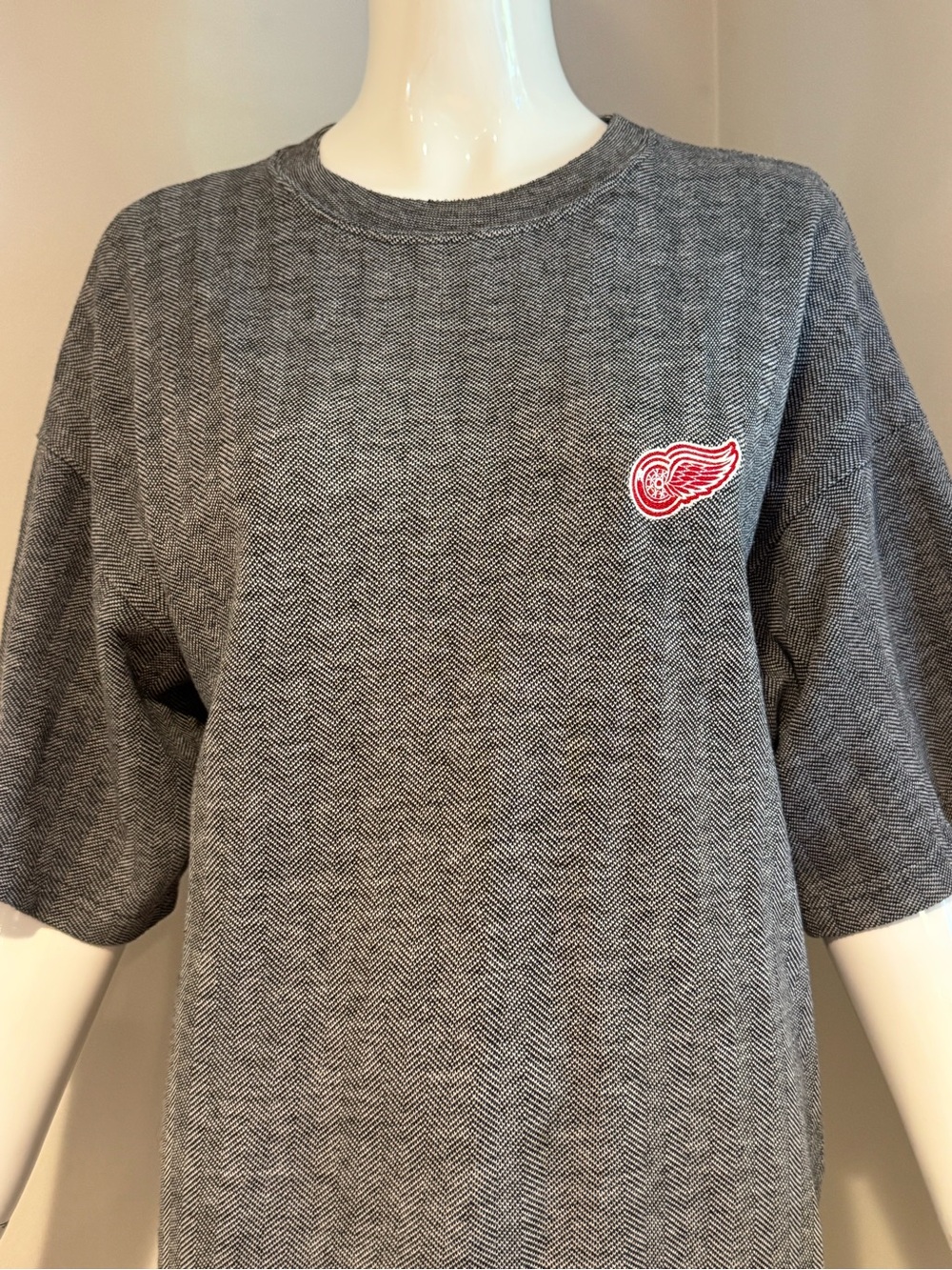 Vintage Detroit Red Wings Herringbone T-Shirt Made in Canada Large